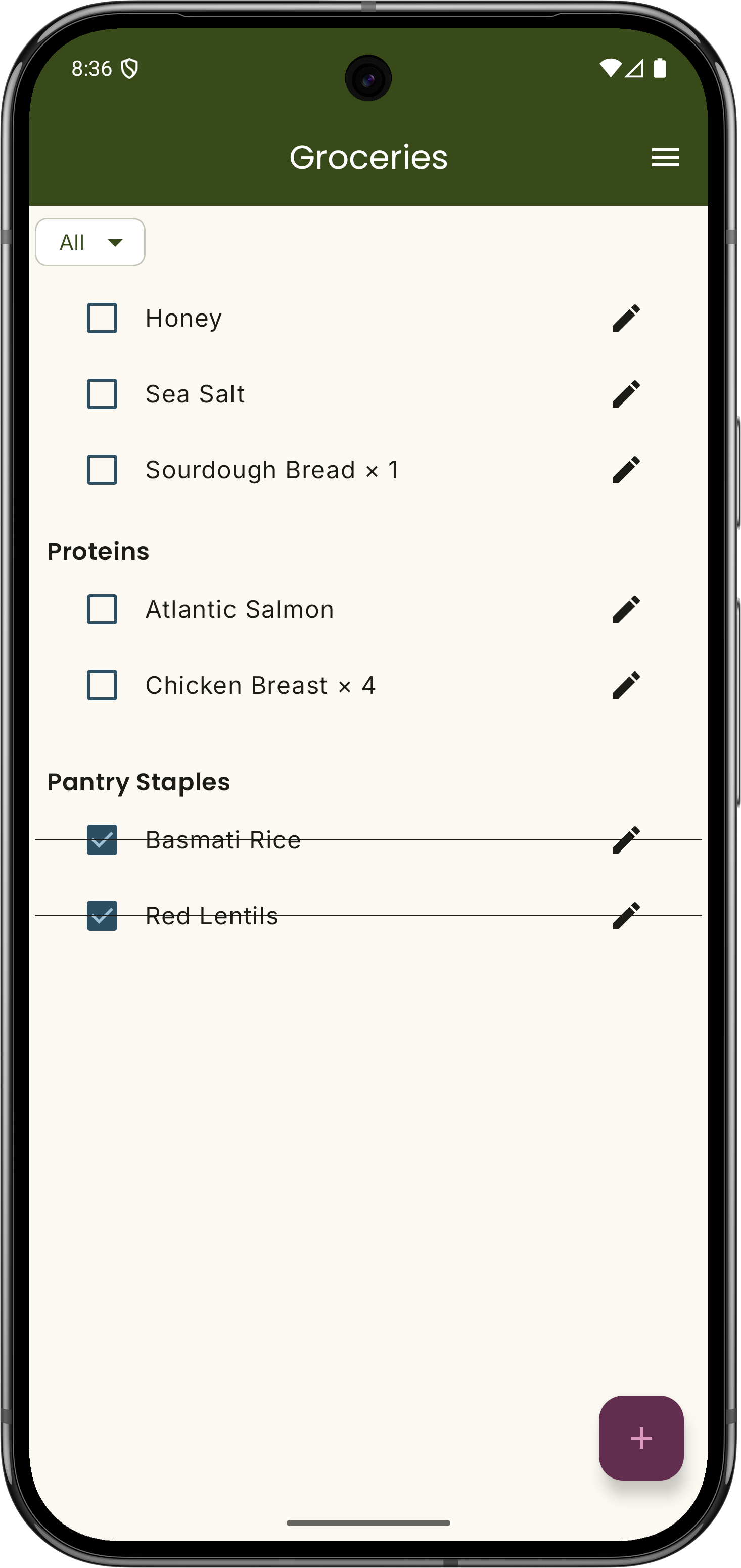 Mobile device running FoodQare app